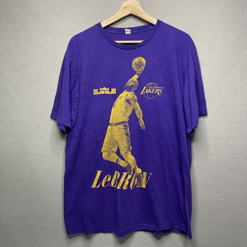 LeBron James Lakers Purple Graphic Tee XL Fitex Apparel NBA Basketball Fan Shirt